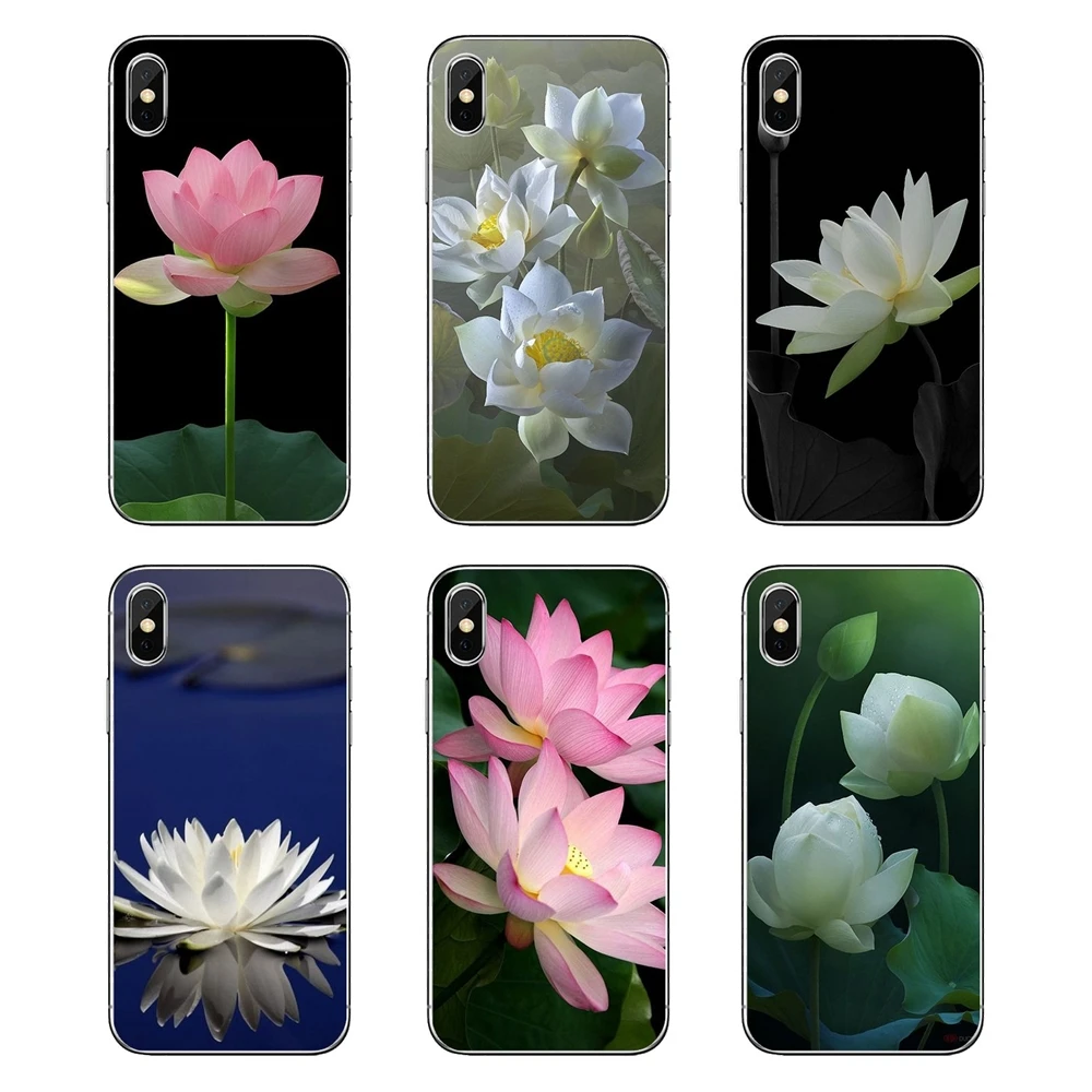 Transparent TPU Case Pink White Red Lotus Flower Art Poster For Huawei P20 Lite Nova 2i 3i 3 GR3 Y6 Pro Y7 Y8 Y9 Prime 2018 2019 |