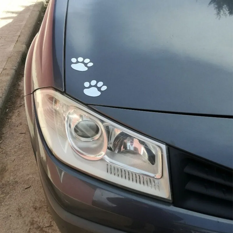 Car styling 2pcs cute 3D car window bumper bady decal sticker paw animal dog foot prints pattern funny stickers for ford | Автомобили и