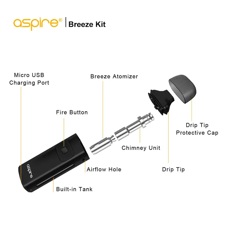 Aspire Breeze комплект все в одном ручка электронная сигарета 2 мл стартовый набор с