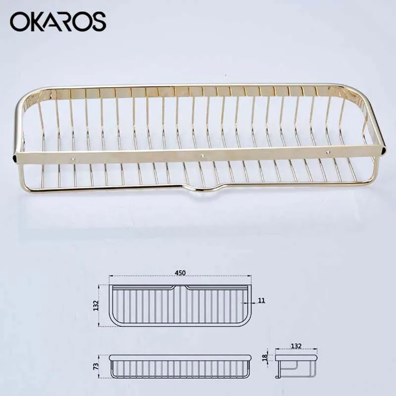 OKAROS (45 см) настенная одноуровневая полка для ванной комнаты полки корзина