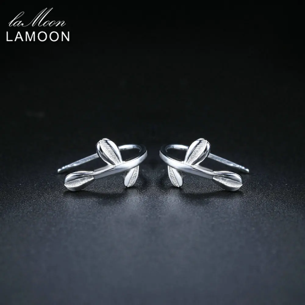 Серьги-клипсы LAMOON с маленькими листьями модный аксессуар 100% чистое серебро 925