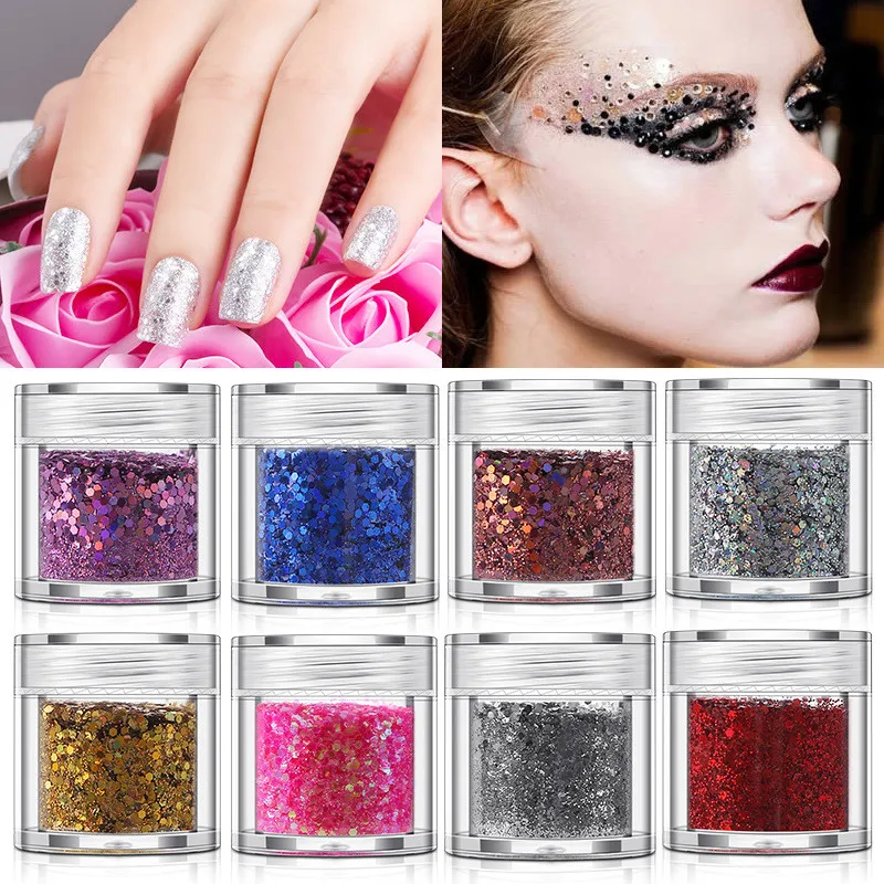 

10g Nail Art Design Mixed Nail Glitter Powder for Nails Makeup Eye Hexagon Shape Shining Nail Decorations Manicure Decor Tool
