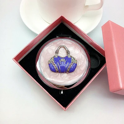 

Free shipping 5pcs lot Elegant Pink Bachelor Party portable mirror Bridesmaid gifts Compact Mirrors gift with handbag design