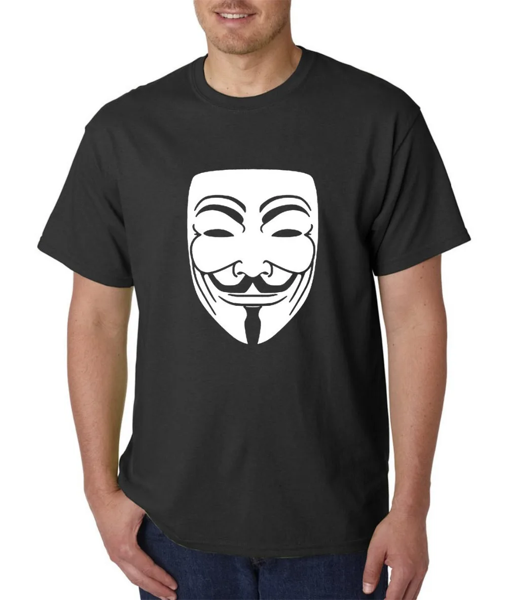 Футболка с анонимированной маской Guy Fawkes V Vendetta Anti Government Hacktivist новая модная