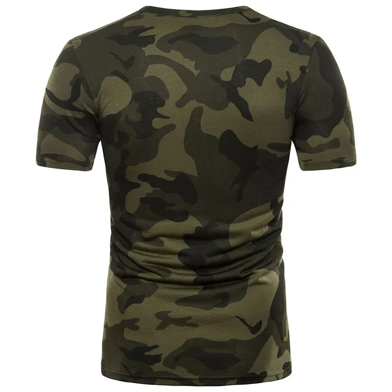 Мужская футболка с короткими рукавами облегающая Повседневная камуфляжным