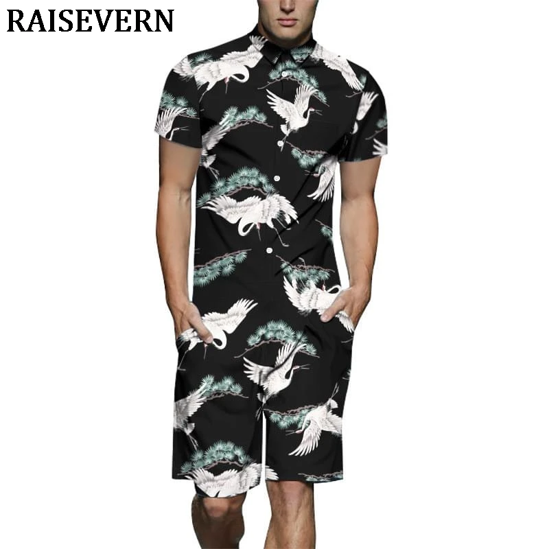 Фото Crane Bird Men Rompers 3D Print Jumpsuits Playsuits Harajuku Harem Cargo Overalls One Piece Jumpsuit Hawaiian Shirts Men's Sets Мужская Crane Bird Men Rompers 3D Print Jumpsuits Playsuits Harajuku Harem Cargo Overalls One Piece Jumpsuit Hawaiian Shirts Men's Sets Мужская