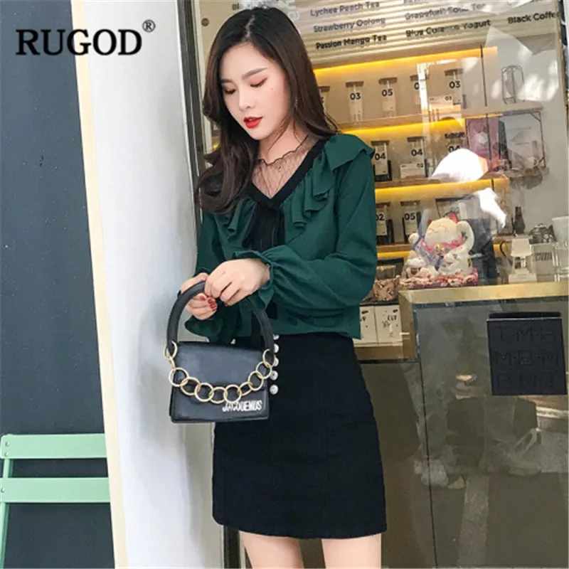 Женские шифоновые блузки RUGOD повседневные Однотонные с v-образным вырезом и