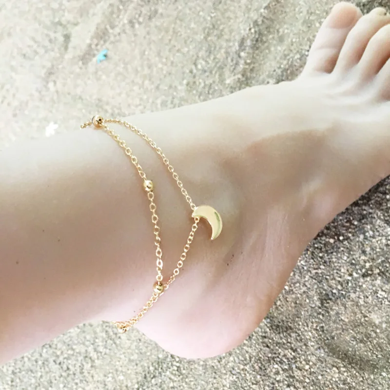 Give gifts and accessories to your friends Bohemian summer sales of moon girls love beach foot chain | Украшения и аксессуары