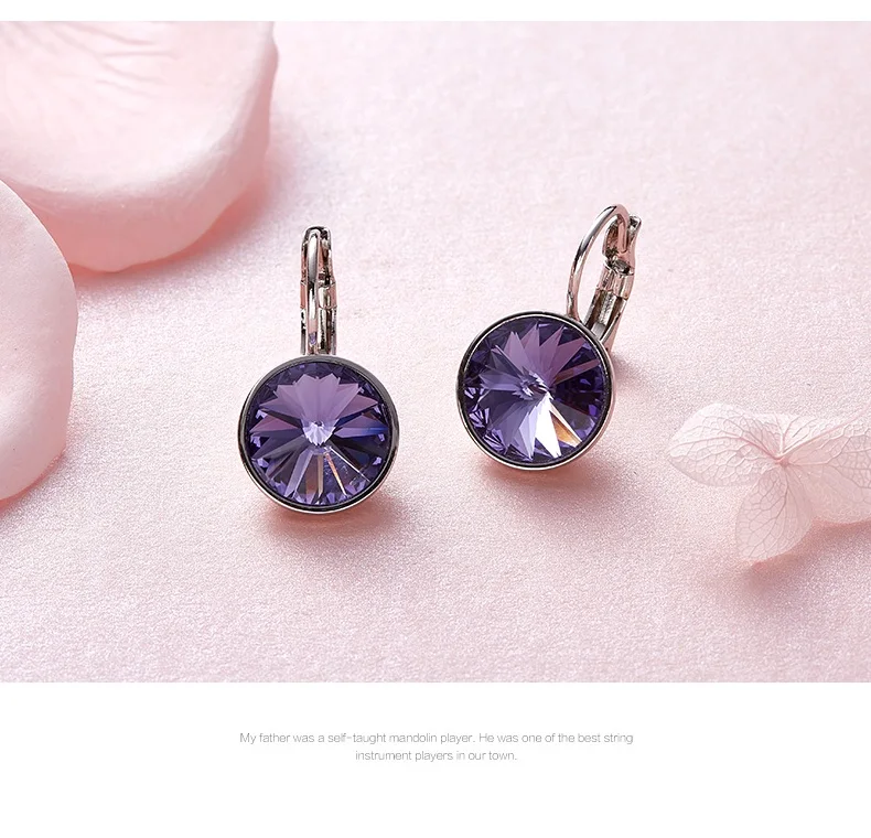 TYTW New Round Crystals Women Hoop Earring White Blue Purple Red Girl Earrings Fashion Jewelry Gift 4 colors