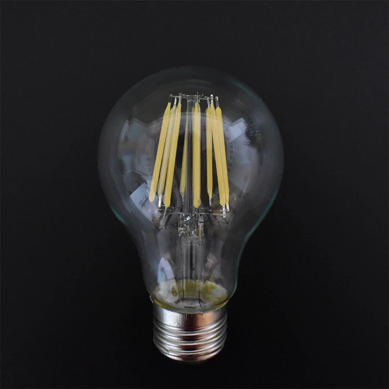 Toika  100pcs/lot E27 LED candle Bulb Filament Light Glass Bulb Lamp8W Candle Light  CRI 85 360 Degree AC85-265V