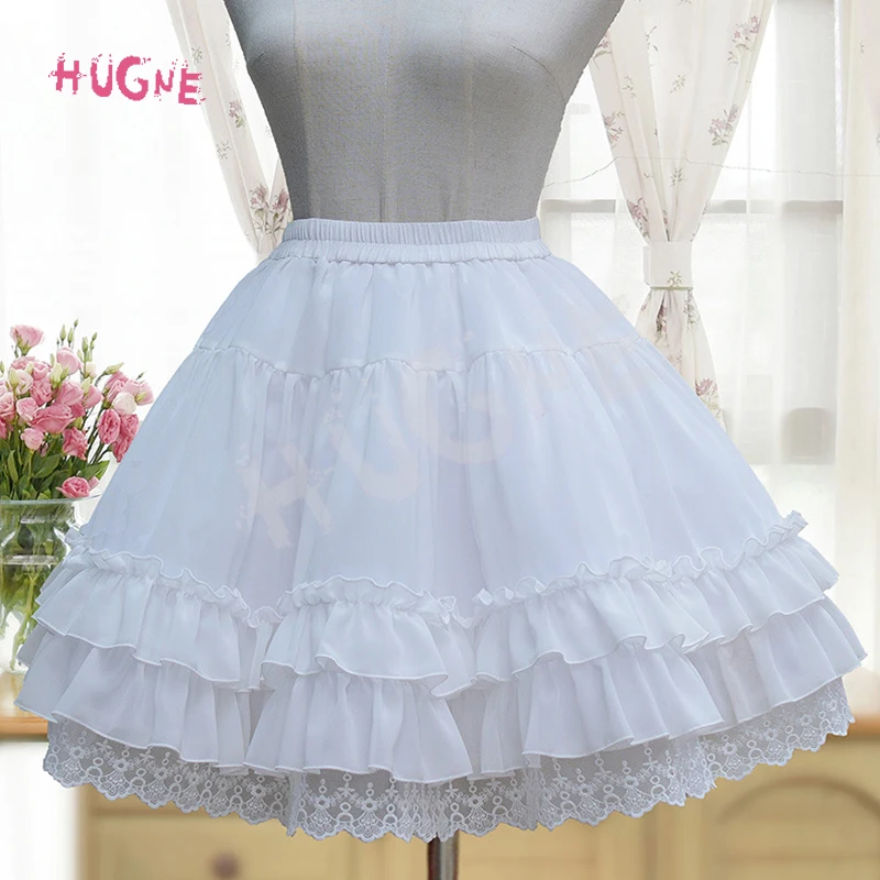 

Sweet Lolita Chiffon Under Skirt Short Hugne Cosplay Petticoat with Layered Ruffles