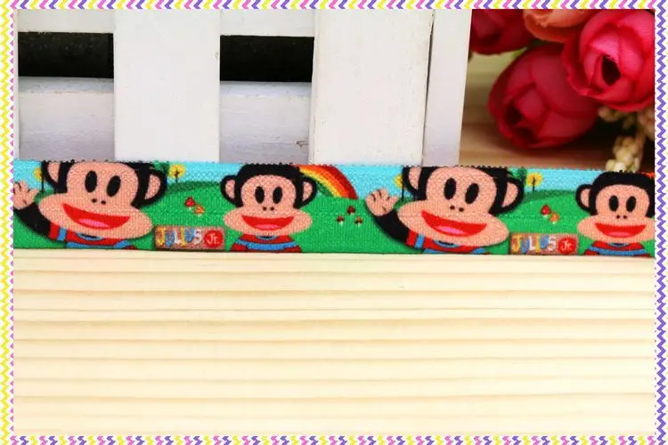 5/8'' Free shipping Fold Elastic FOE monkey printed headband headwear hairband diy decoration wholesale OEM P4332 | Дом и сад