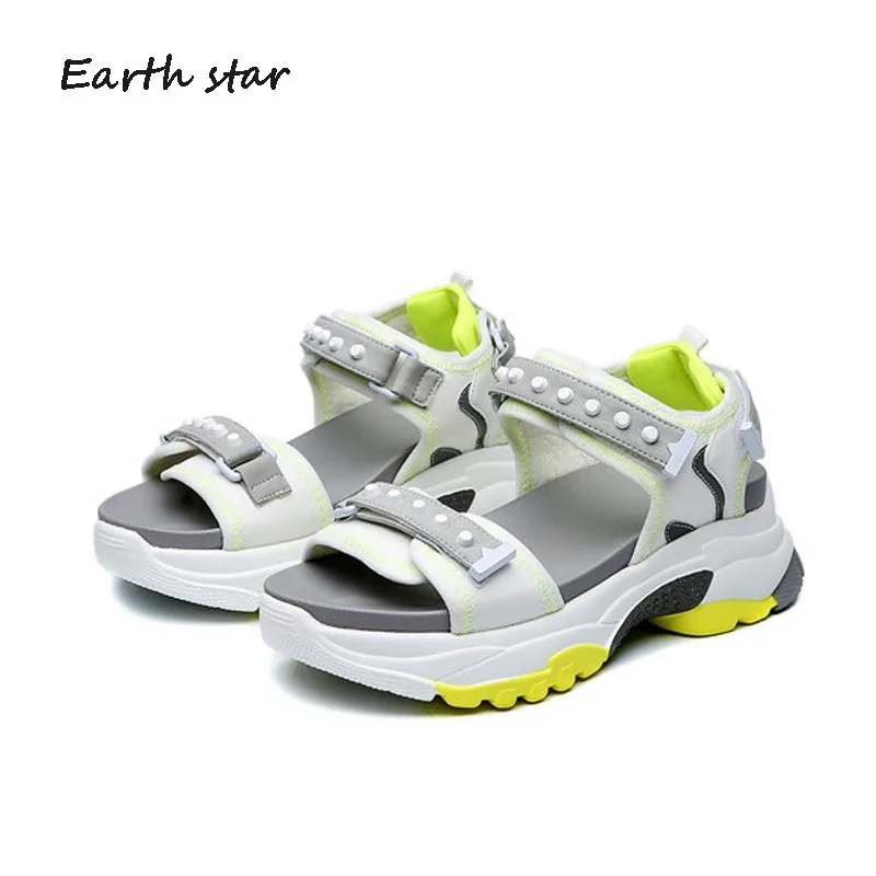 Sandalias mujer/ г.; обувь; женские босоножки на платформе; сезон лето; Новинка; модная Брендовая женская обувь на массивном каблуке; chaussures femme; пляжные сандалии