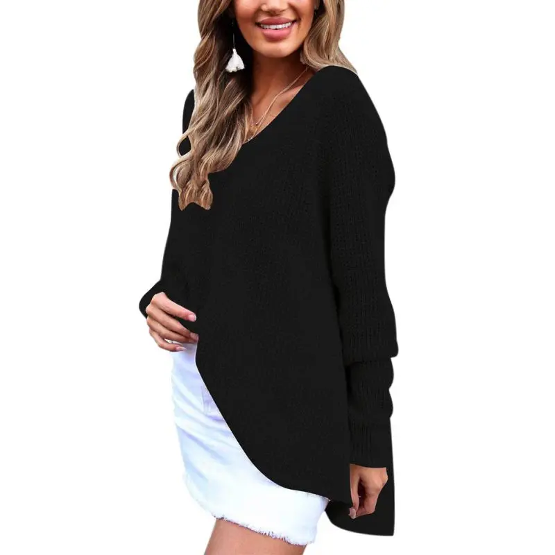 

Women Autumn Winter Long-Sleeved Casual Fashion Pullovers Sexy V-neck Loose Sweater