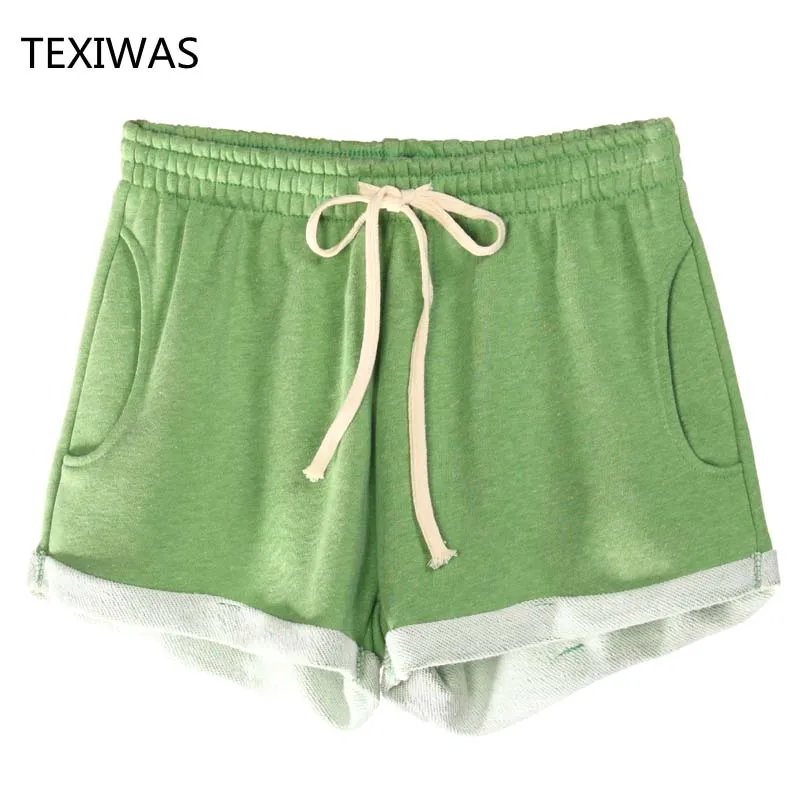 Женские свободные шаровары TEXIWAS повседневные хлопковые шорты на шнуровке с