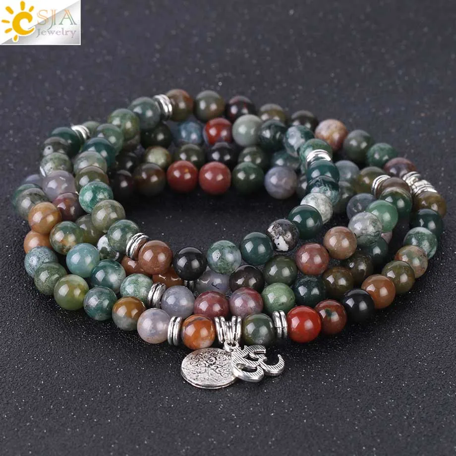 CSJA лечебный балансировочный браслет индийские Агаты натуральный камень