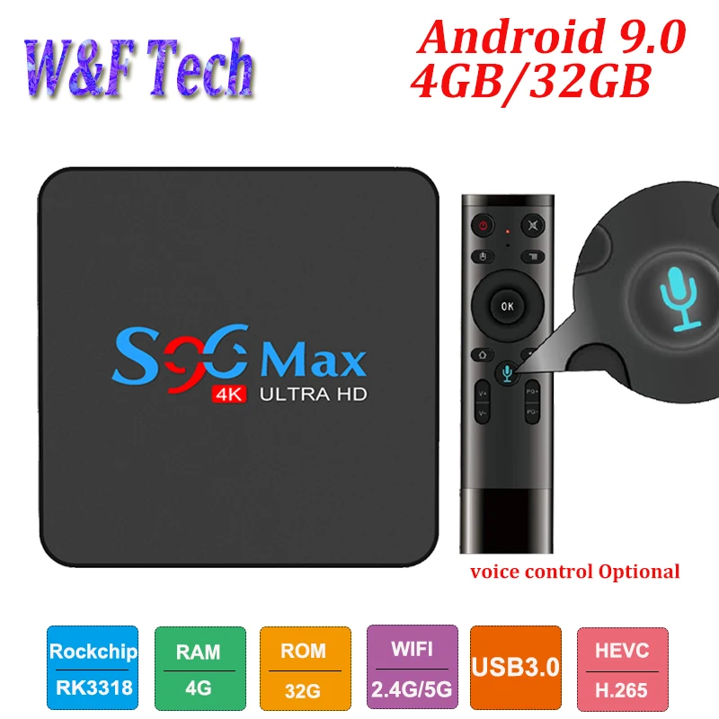 10 шт. 4 ГБ 32 Смарт Android tv box RK3318 четырехъядерный S96 MAX 2 4G &amp 5G двойной WIFI