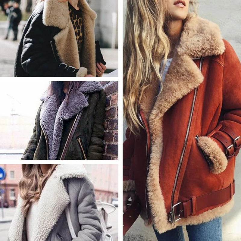 

Plus Size Jacket for Women Winte Flocking Warm Coat Suede Velvet Outerwear Solid Double Breasted College Cotton Coats S-5XL