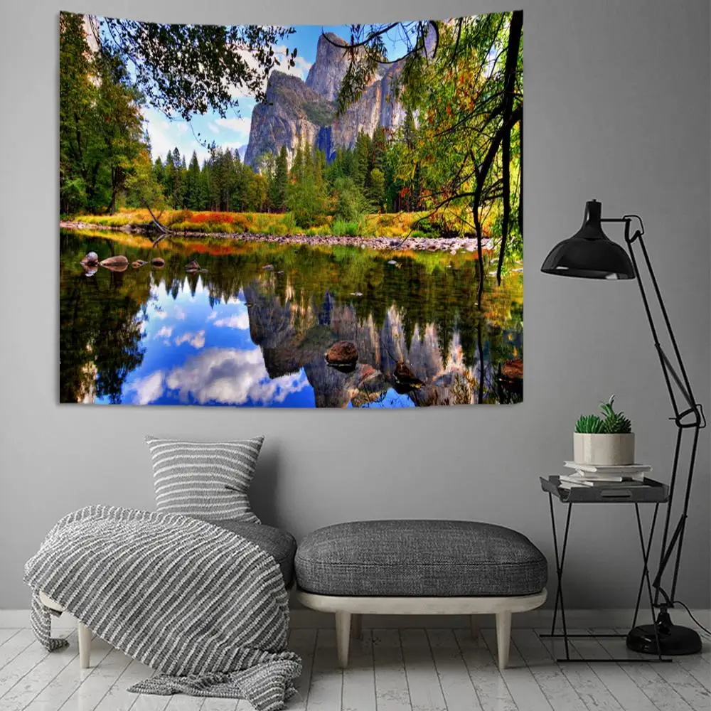 Tapestry Wall Hanging Bed Spread Beach Towel Table Cloth Yoga Mat Home Decoration Landscape Design Rectangle 150cmx130cm | Дом и сад