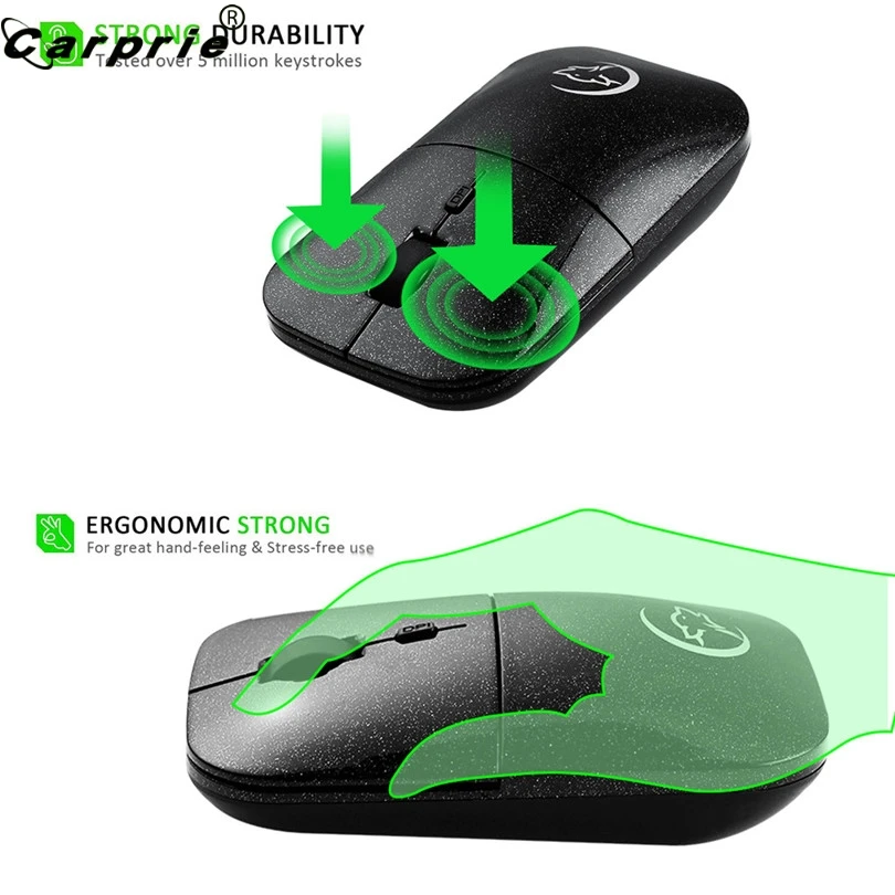 CARPRIE, 1 шт., беспроводная мышь, регулируемая, эргономичный дизайн, игровая мышь, 2400 точек/дюйм, бесшумные мини Мыши с USB Приемником 90422