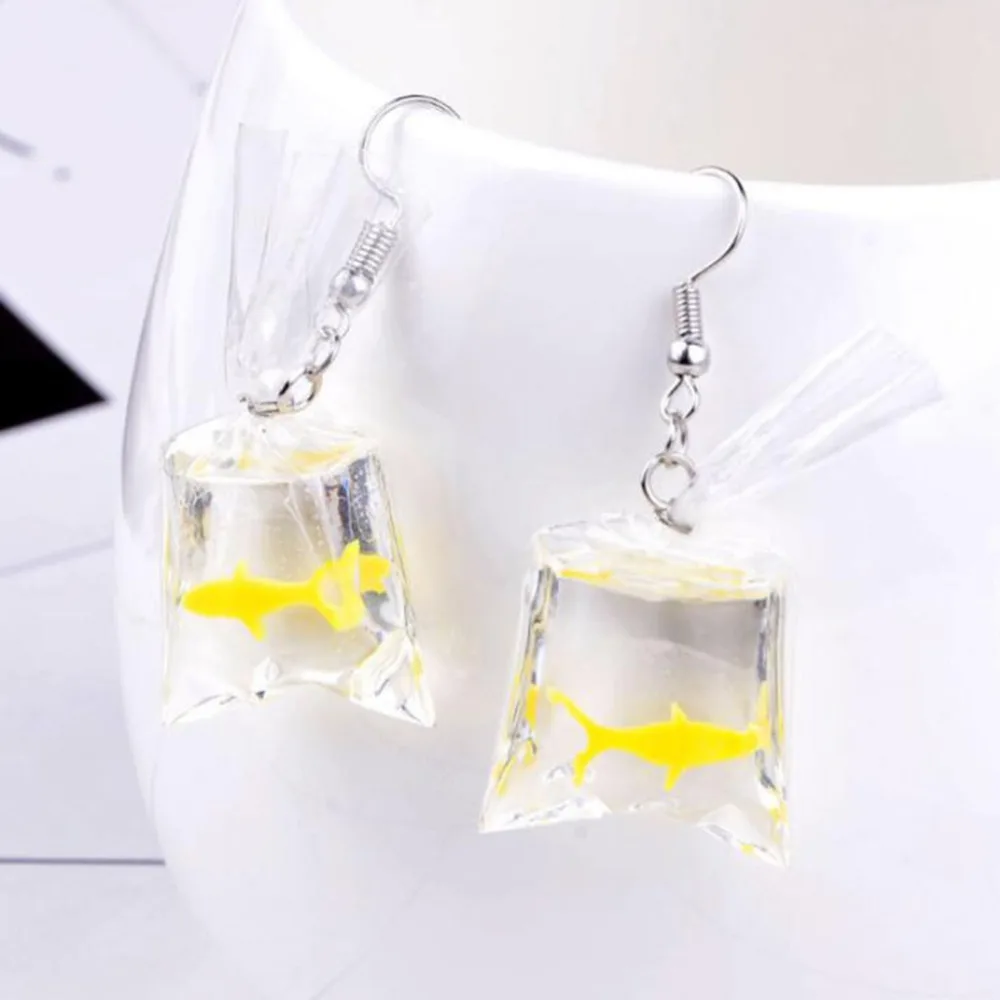 Fashion design acrylic fish Crystal pocket drop earrings Tassel Korean edition whimsy Exaggerated the goldfish for girl | Украшения и