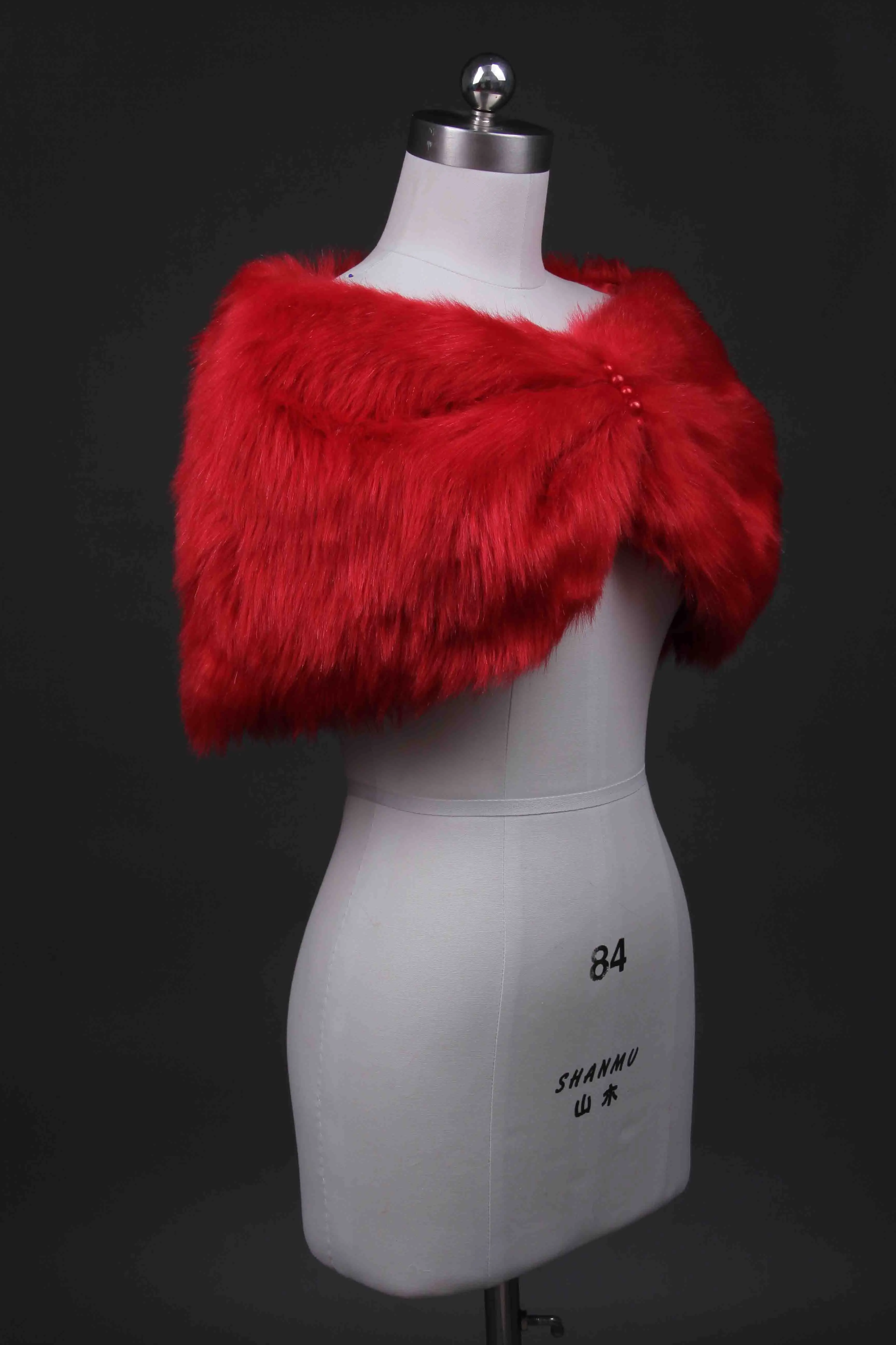 Белый цвета слоновой кости черный искусственный мех шали свадебное болеро