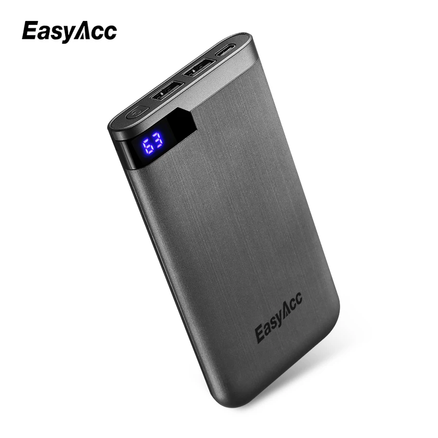 Блок питания Easyacc на 10000 мА · ч Портативный 2 Портовый ультратонкий полимерный ЖК