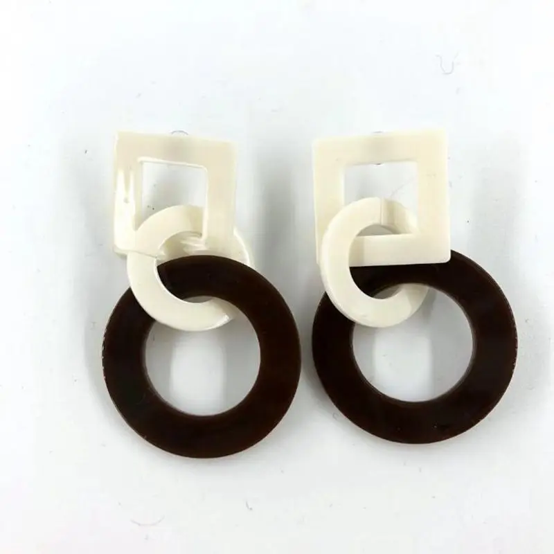 Модные Акриловые Женские Геометрические серьги длинные полые квадратные