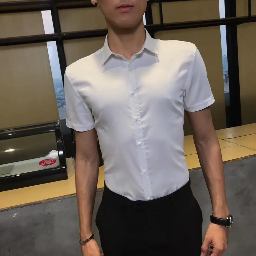 Приталенная рубашка с рукавом для мужчин Повседневная роскошная классическая