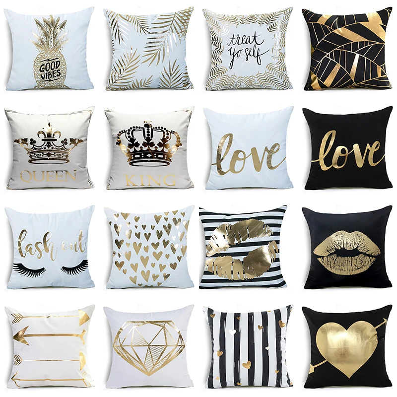 

Bronzing Cushion Cover LOVE Kiss Cotton Polyester Geometric Printed Lips Home Decorative Pillow Cover Pillowcase