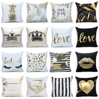 bronzing cushion cover love kiss cotton polyester geometric printed lips home decorative pillow cover pillowcase