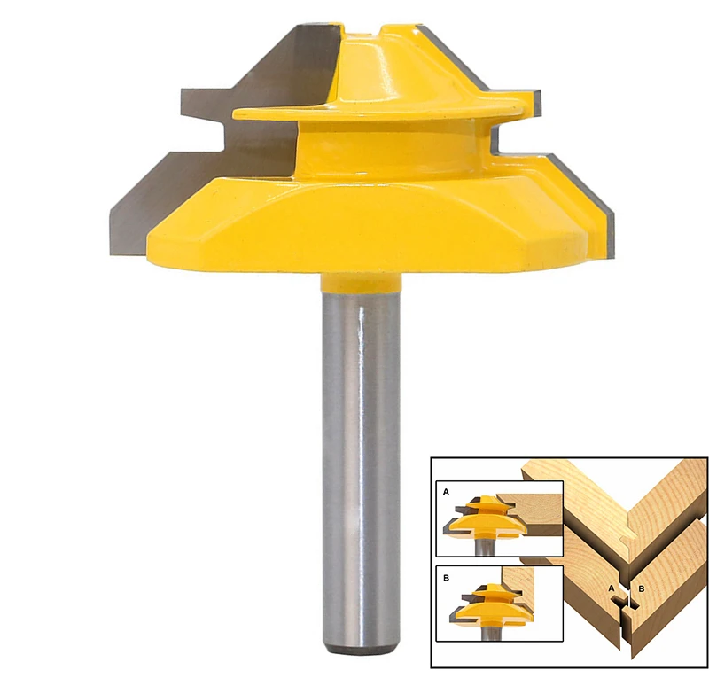 45 Degree Lock Miter Bit 8mm Shank Tenon Milling Cutter For Wood Carbide Router Bit MDF Plywood Wood Cutter Carpentry Tools
