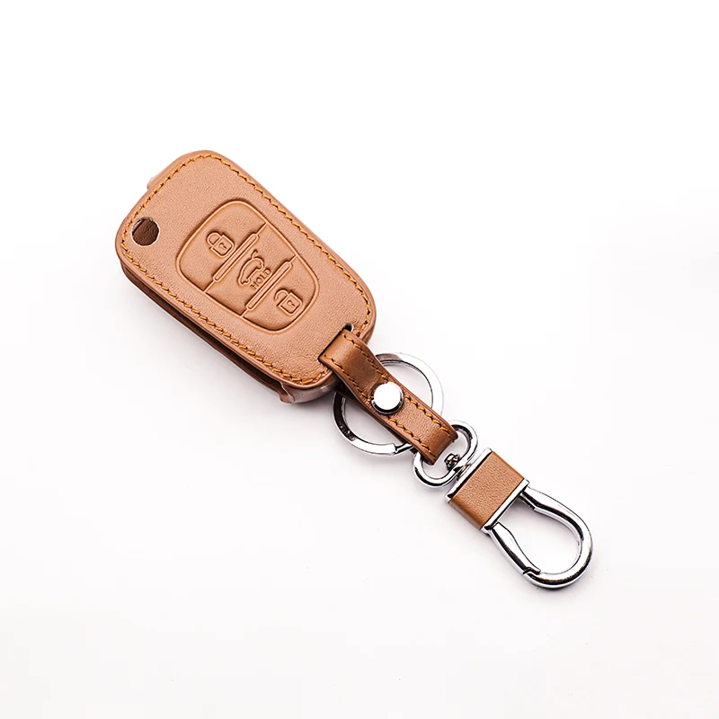 Кожаный чехол для автомобильного ключа с 3 кнопками чехлы ключей Kia RIO K2 K5 Hyundai i20 i30
