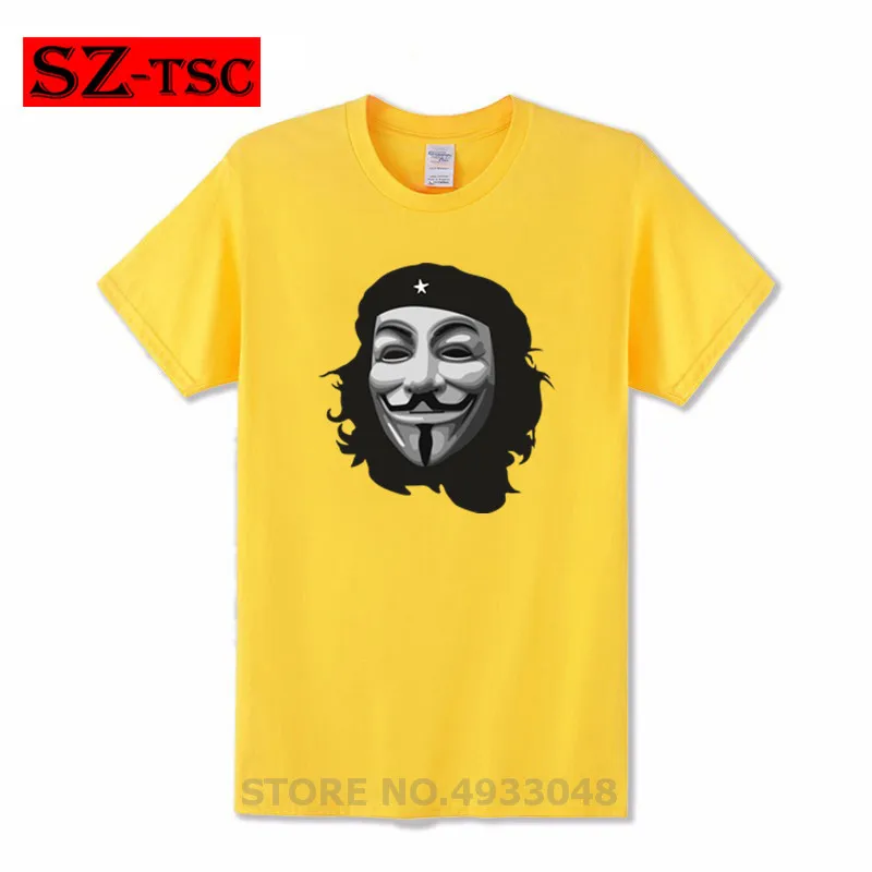 Мужская футболка с героями мультфильмов Che guevara Anonymous Vendetta mask летняя 2019|Мужские