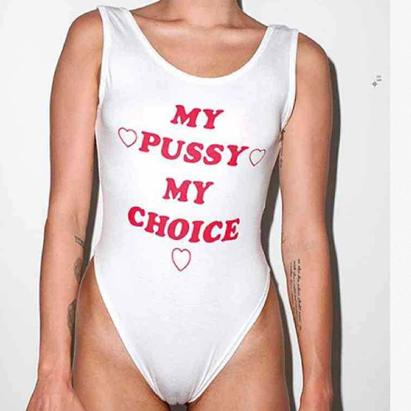 Мой PUSSY мой выбор с буквенным принтом сексуальные стринги Цельный купальник