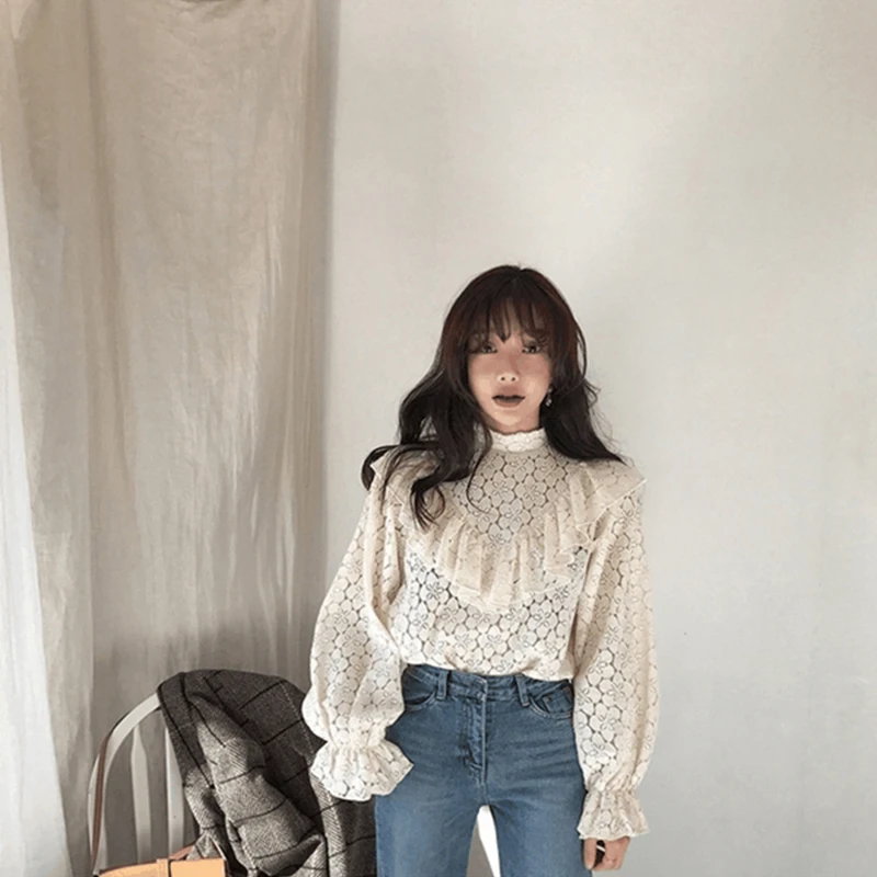 Модная бежевая женская блузка RUGOD с вырезами новые женские рубашки оборками и