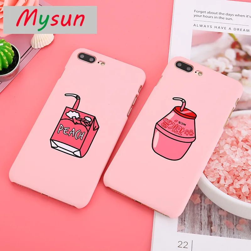 Милый розовый молочный чехол MYSUN для iphone 6 6S Plus 7 8 чехлы Kawaii Мультяшные фрукты