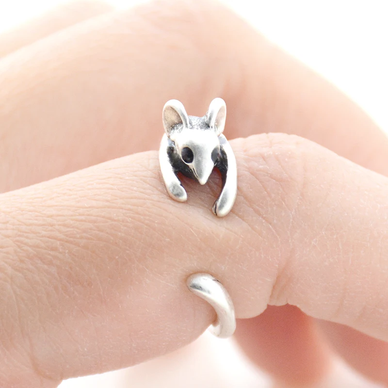 Милое Винтажное кольцо Hademade с серебряным покрытием в стиле панк мышью бохо