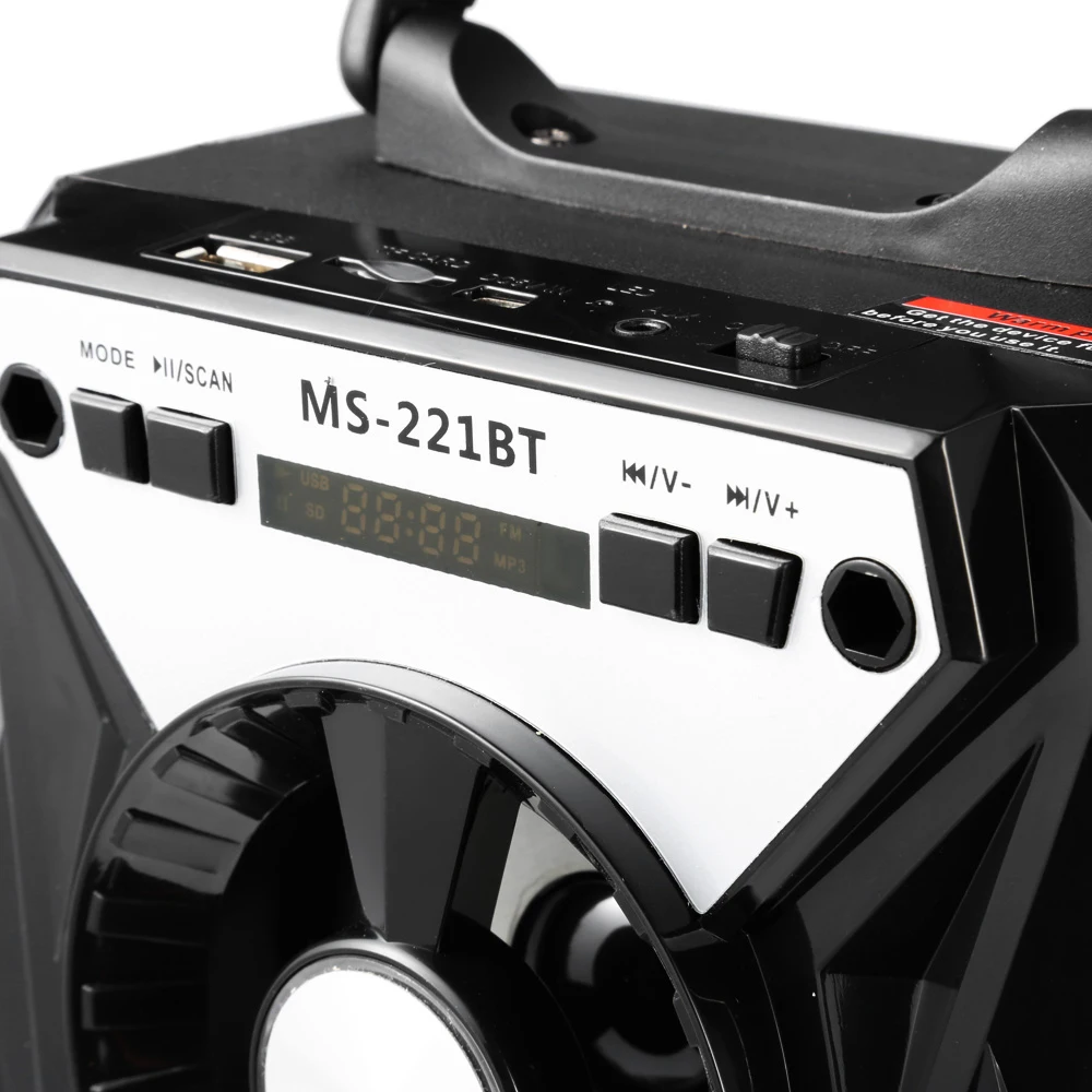Excelvan MS-221BT, портативный Bluetooth динамик, fm-радио, AUX, мощный, производительный, светодиодный, с подсветкой, с аккумулятором 800 мАч, TF карта, воспроизведение
