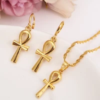 gold necklace egypt cross earring set women party gift geometry jewelry sets daily wear mother gift diy charms women girls