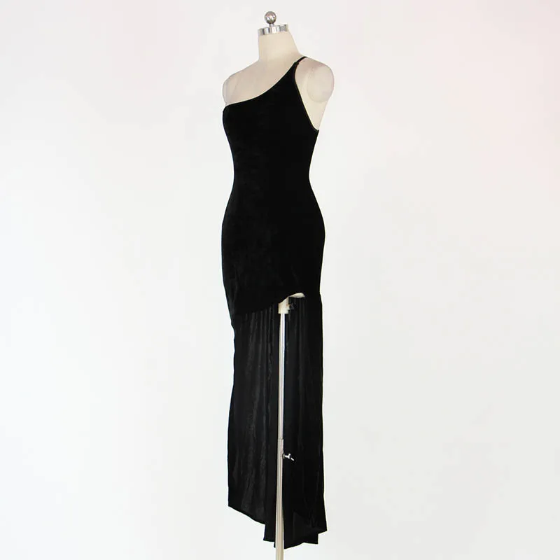 Элегантное женское платье макси на одно плечо без рукавов черное синее Vestidos De Festa