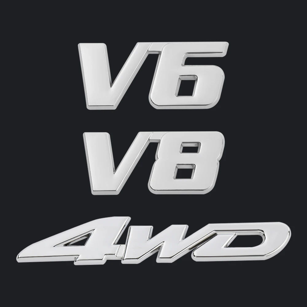 1 шт. металлическая 3D наклейка 4WD V6 V8 хромированная для багажника автомобиля на