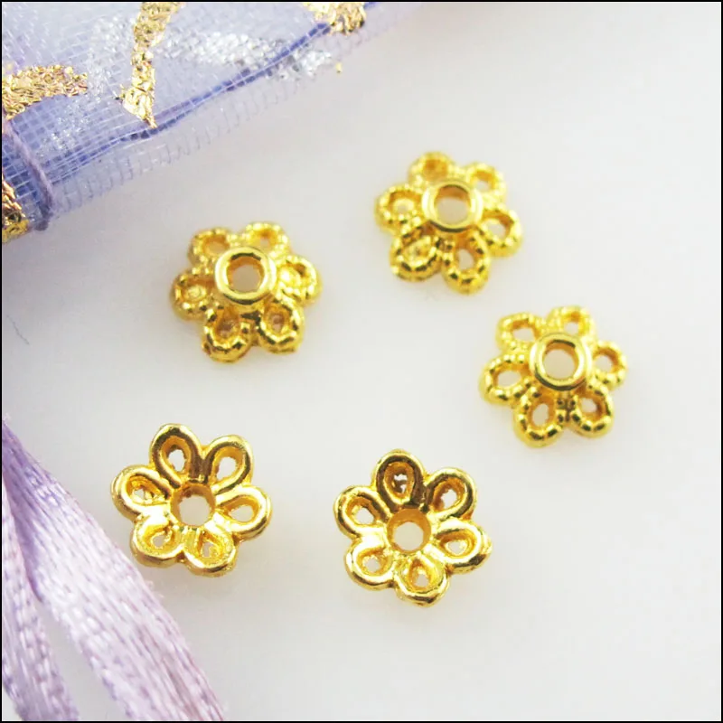 Модные 200 шт. цвета: золотистый Цвет с мелким цветочным рисунком конец биссерных