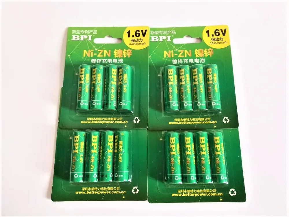 

100% Real power 16PCS 1.5V 1.6V Ni-Zn AA Rechargeable Battery 2500mWh