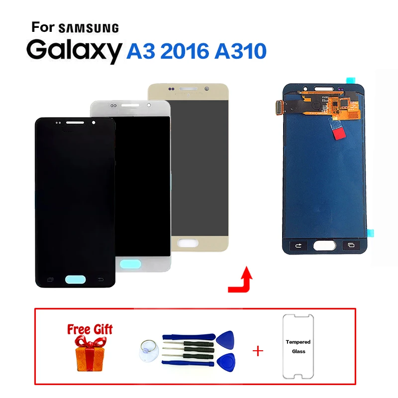 Для samsung Galaxy A3 2016 A310 SM A310F ЖК дисплей сенсорный экран в сборе для A310M A310Y A310N0 модуль