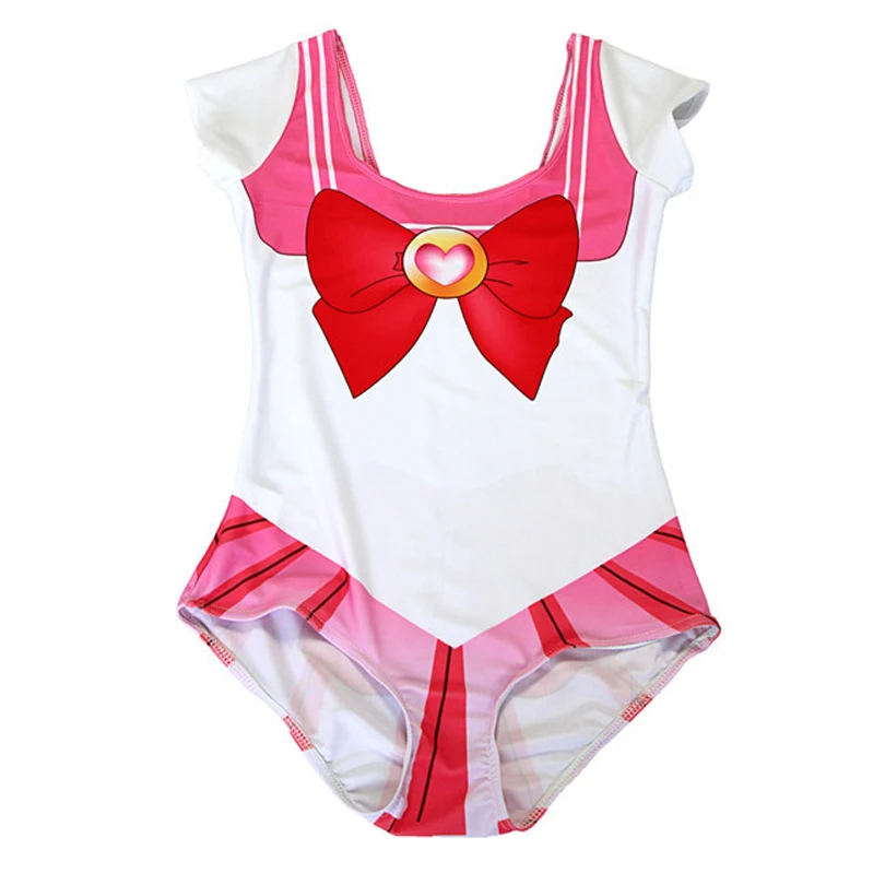 Розовый Сексуальный купальник Sailor Moon Tsukino Usagi, слитный купальник Sukumizu, Женский купальник, Сейлор Венера, Юпитер, Меркурий, Сатурн - Цвет: Розовый