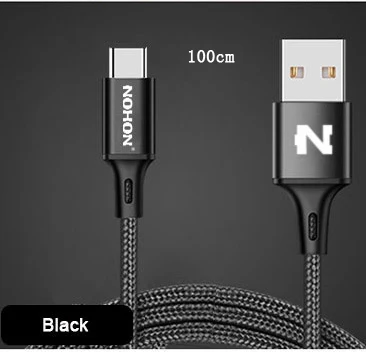 NOHON type-C USB кабель для Xiaomi mi 4C mi 5 4S OnePlus 2 Nexus 5 5X6 P Android телефон быстрое зарядное устройство кабель type-C провод - Цвет: Black - 100CM