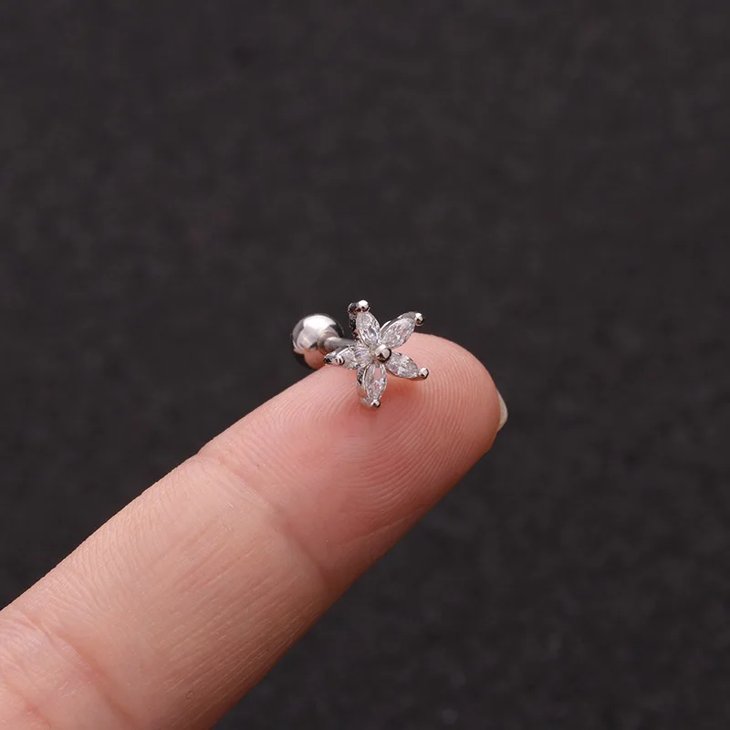 Silver Gold Color CZ Stud Piercing Moon Star Cartilage Earring Conch Tragus Helix Jewelry пирсинг | Украшения и аксессуары