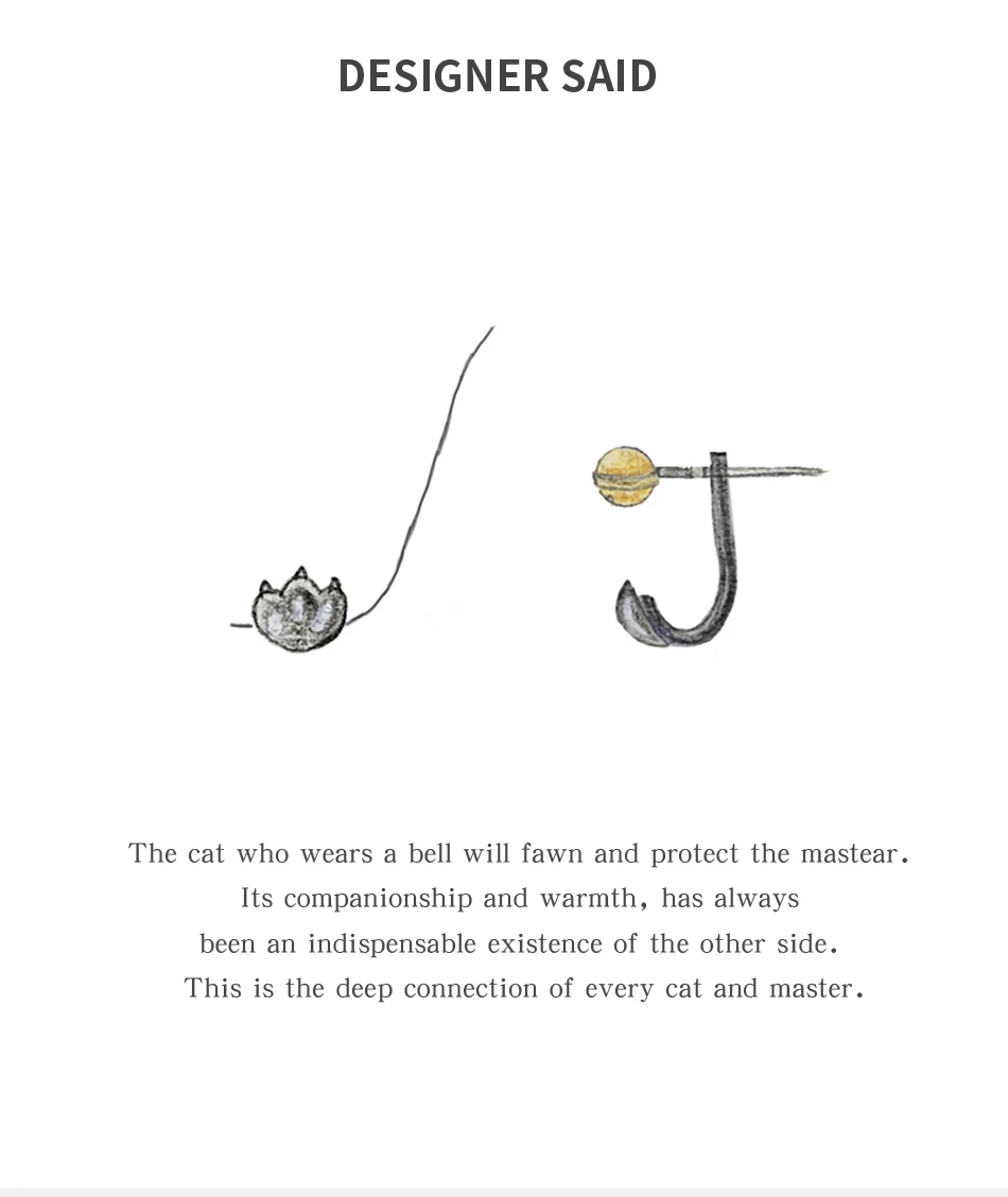Серьги-гвоздики Thaya Bell And Cat, милые когти, S925 Серебряные креативные серьги для девочек, ювелирное изделие, подарок