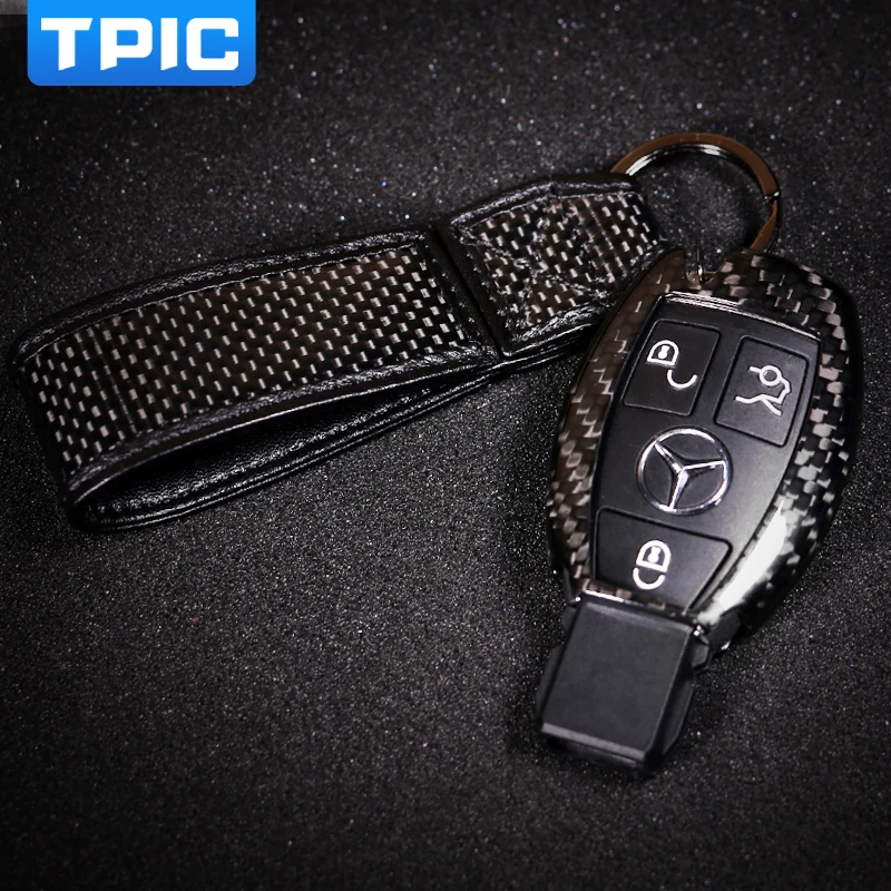 TPIC углеродного волокна Чехол для брелка с ключом Mercedes Benz W204 W212 W205 GLA GLK C S e класс ключи брелком ключей